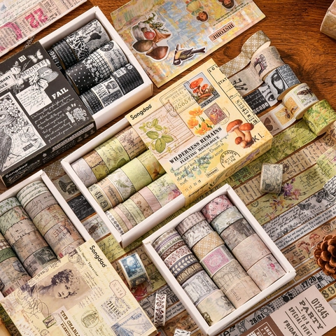 Nastri Washi Retro Carta Washi Decorativi Vintage Scrapbooking Diario Agenda DIY Forniture Adesive Arti Artigianato