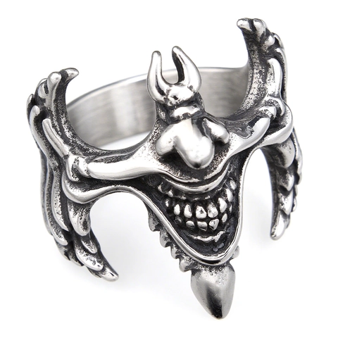 Anello Gotico Joker Diavolo Acciaio Inossidabile Retro Punk Rock Biker Gioielli Per Uomini E Donne Halloween Accessoire