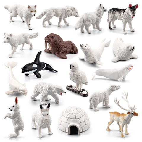 Statuette Animali Artici Polari Modelli Plastica Realistica Educativo Fauna Per Bambini Decorazione Torte Tavolo Sabbia