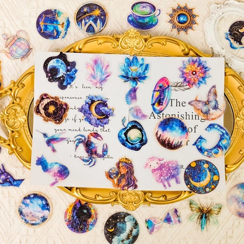 Adesivi Decorativi Cielo Stellato Punk Romantico Impermeabile Trasparente PET Costellazione Astronauta Modelli Scrapbooking DIY Diario