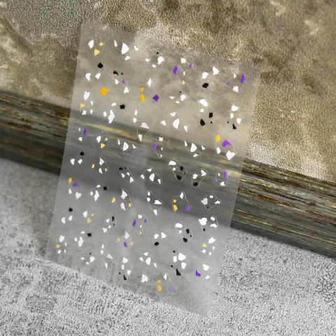 5D Embossed Nail Art Stickers Self Adhesive Ultra Thin Colorful Confetti Stars Dots Geometric Patterns Manicure Decoration