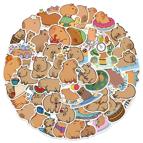 Cartoon Wasserschwein Graffiti Aufkleber Wasserdichtes PVC Süßes Tier DIY Decals Für Laptop Gepäck Skateboard Handyhülle