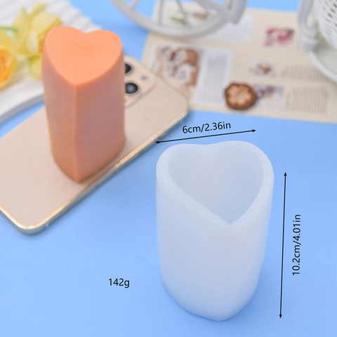 Hartvormige Siliconen Kaarsvorm 3D Lange Kolom DIY Handgemaakte Zeep Aromatherapie Hars Gieten Tool Creatief Cadeau