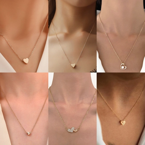Elegante Wirbel Herz Anhänger Halskette Kupfer Galvanisiert Ins Stil Mode Schmuck Für Frauen Geschenk