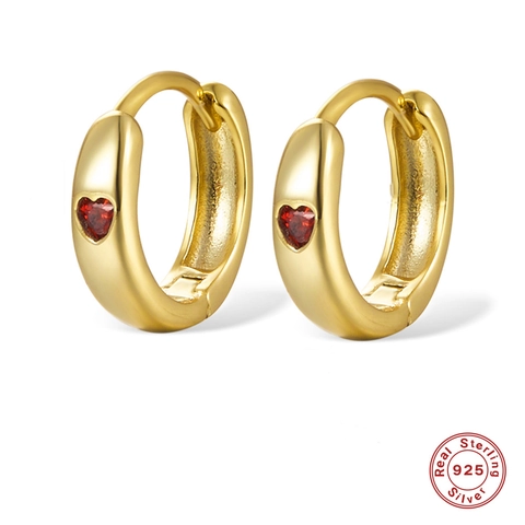 925 Sterling Zilveren Hart Huggie Hoop Oorbellen Elegant Zirconia Ingelegd Dainty Mode Oorsieraden Voor Dames