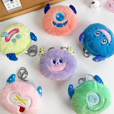 Women'S Plush Sequins Zipper Kids Wallets