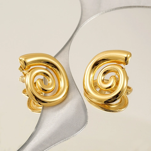 Spiraal Vormige Oorknopjes 18K Verguld Roestvrij Staal Geometrische Trendy Mode Sieraden Voor Dames