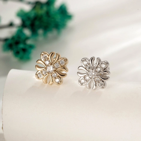 Titanium Steel Zircon Cross Iris Flower Ear Cartilage Stud Screw Back Piercing Jewelry Fashion Niche Design For Women