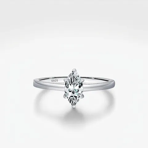 Marquise Moissanite Ring 925 Sterling Silver Elegant Solitaire Jewelry For Women Sparkling Classic Luxury