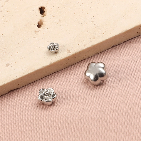 Rose Flower Beads 304 Stainless Steel 3D Polished Charm For DIY Jewelry Making Bracelet Necklace Accessories
