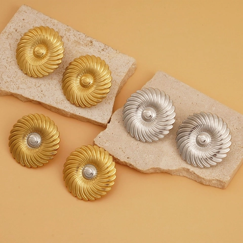 316 Edelstahl Französische Runde Spiralstruktur Ohrstecker Wasserdicht Hypoallergen Vintage Elegant Schmuck Für Damen