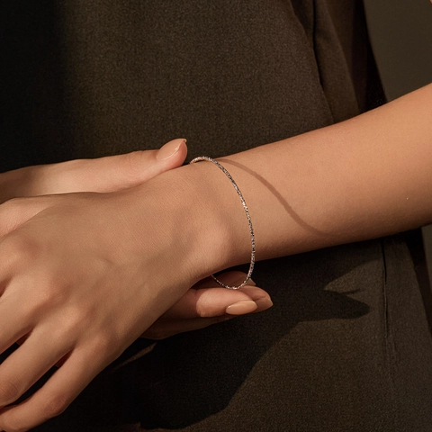 925 Sterling Silver Textured Bead Bracelet For Women Minimalist Broken Silver Style Adjustable Extension Chain Jewelry