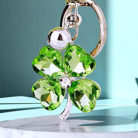 Metal Rhinestone Clover Cross Keychain For Women Cute Crystal Artificial Pearl Bag Charm Pendant Business Gift Jewelry