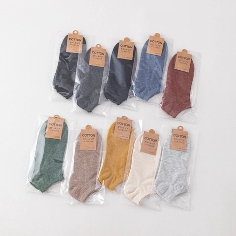 Casual Men Ankle Socks Combed Cotton And Wool Blend Solid Color Low Cut Breathable Soft
