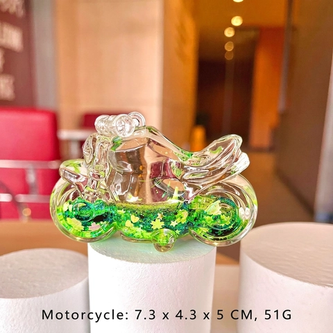 Motorcycle Quicksand Liquid Keychain Dreamy Colorful Acrylic Ornament Creative Stress Relief Drift Bottle Gift