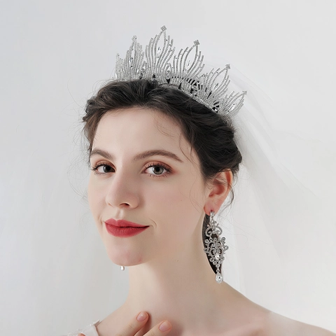 Corona De Novia Barroca Tiara Lujo Aleación Diamantes De Imitación Accesorios Cabello Boda Para Mujeres Fiesta Princesa