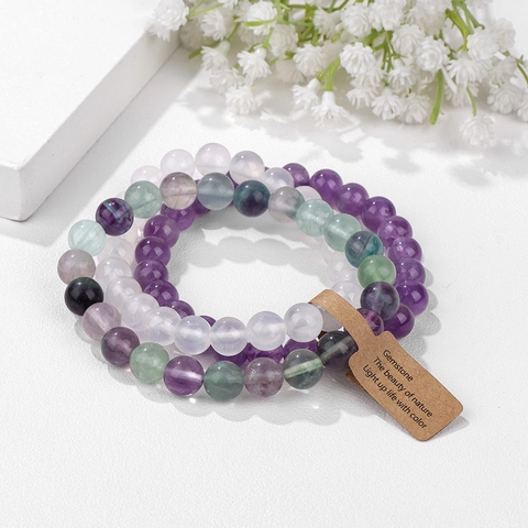 Naturstein Perlenarmband Kristall Runde Edelstein Elastischer Stretch Yoga Meditation Modeschmuck Für Damen Herren