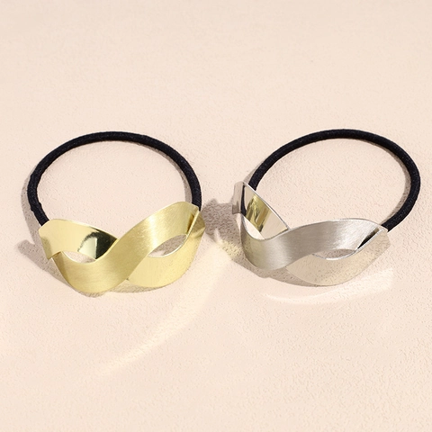 Elastici Per Capelli Minimalisti In Metallo Geometrico Donne Fasce Elastiche Per Coda Oro Argento Accessori Lega Semplice
