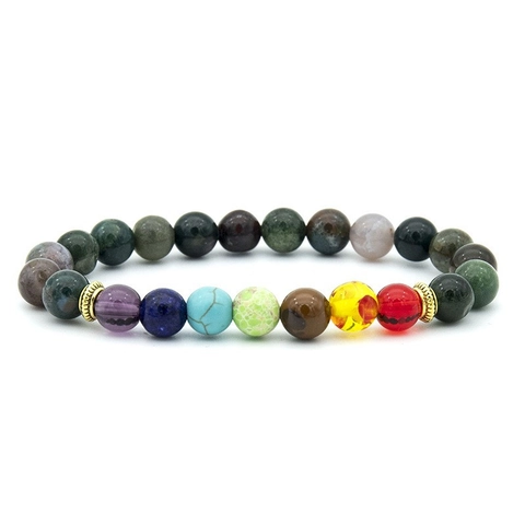 Bracciale Chakra In Pietra Lavica Naturale Perline In Pietra Di Energia Curativa Gioielli Yoga Meditazione Con Distanziali In Metallo Per Uomo Donna