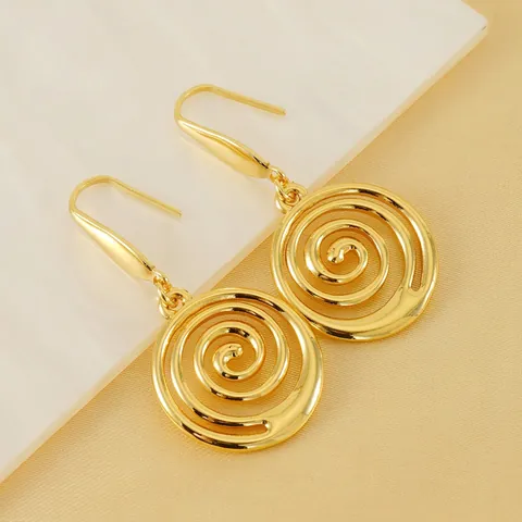 Geometrische Spiral Ohrstecker Für Damen 18K Vergoldet Edelstahl Vintage Vortex Kreis Schmuck Leicht Schick