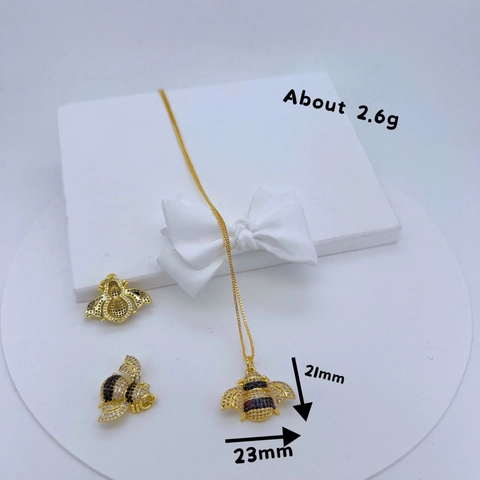 Insect Pendant Necklace Copper Zircon Inlaid Bee Beetle Butterfly Dragonfly Unique Fashion Jewelry For Women Gift