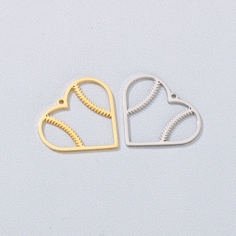 Colgante De Corazón Con Patrón De Costura De Béisbol De Acero Inoxidable Hueco Para Creación De Joyas DIY Accesorios