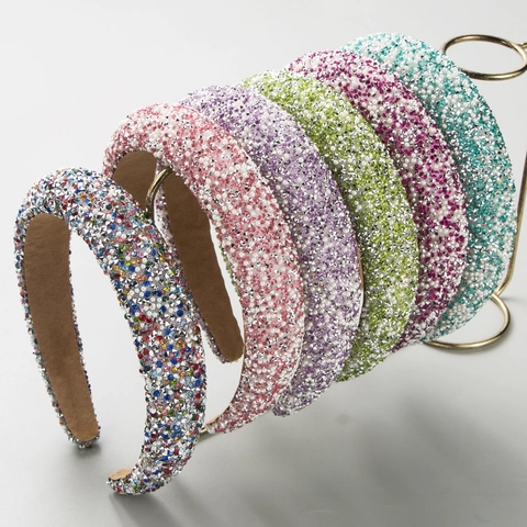 Koreaanse Stijl Gevoerde Strass Kunstparel Haarband Brede Spons Stirnband Elegant Kristal Alice Band Voor Vrouwen Mode Haaraccessoires