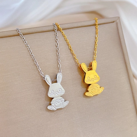 Collana Con Pendente A Coniglio Acciaio Al Titanio Minimalista Catena Da Clavicola Gioielli Di Moda Per Donne