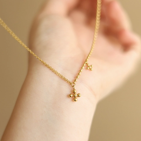 Collier Pendentif Croix Doré Acier Titane Minimaliste Croix Chaîne À Billes Bijoux Élégants