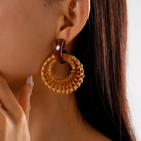 Orecchini Pendenti In Resina E Rattan Per Donna Boho Geometrici Fatti A Mano Gioielli Vacanza Con Perno In Argento 925