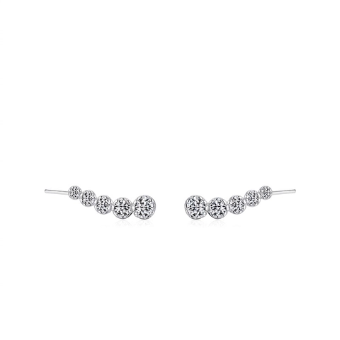 925 Sterling Silber Ear Crawler Ohrringe Mit Gradienten Runden Zirkonia Minimalistischer Gebogener Schmuck Für Damen