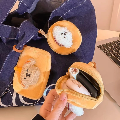 Petit Porte Monnaie Peluche Chien Mini Portefeuille Porte Clés Bijou Sac Étui Rangement Écouteurs Dessin Animé Filles