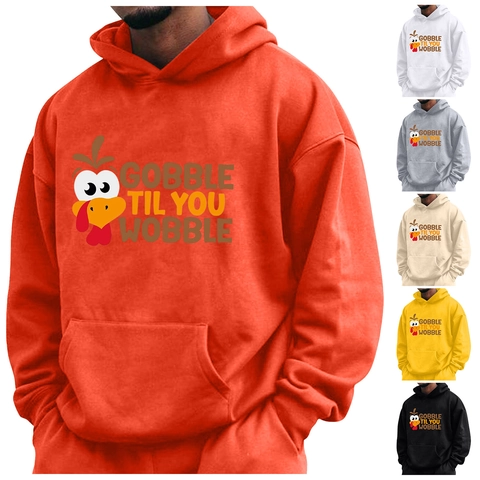 Felpa Con Cappuccio Unisex Uomo Donna Misto Cotone Maniche Lunghe Tasca A Marsupio Grafica Tacchino Ringraziamento Pullover