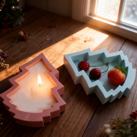 Stampo In Silicone Albero Di Natale DIY Candela Gesso Resina Vassoio Portaoggetti Design A Gradini Decorazione Festa Casa