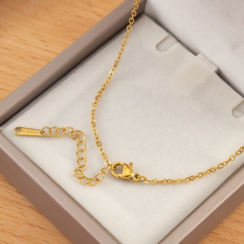Collar De Cadena De Eslabones De Acero Inoxidable Con Cierre De Langosta Y Cadena De Extensión Para Joyería DIY