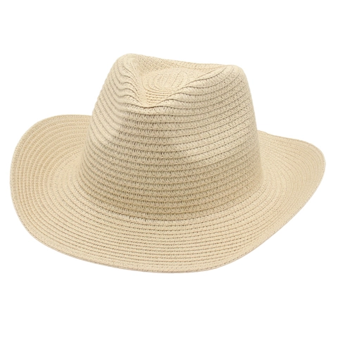 Chapeau De Paille Américain Ethnique Cowboy Western Fedora Large Bord Été Chapeau De Soleil Respirant Vacances Plage
