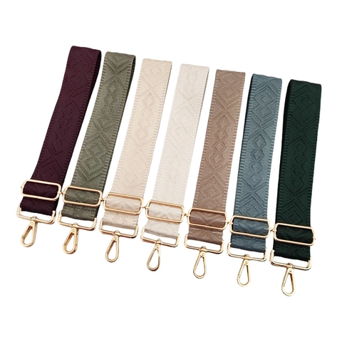 Adjustable Replacement Bag Shoulder Strap Poly Cotton Geometric Jacquard Wide Crossbody Belt For Women Handbags
