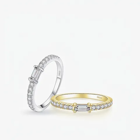 Ring Aus 925 Sterling Silber Mit Rechteckigem Zirkonia Eleganter Mikropave-Ring Modeschmuck Für Damen