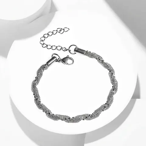 Bracciale a Maglia Intrecciata in Acciaio al Titanio Minimalista per Donna Design di Nicchia Gioielli a Catena Intrecciata in Acciaio Inossidabile