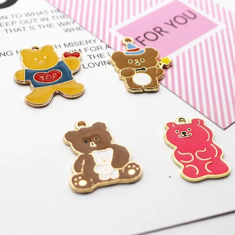 Ciondoli In Smalto A Forma Di Orso Pendenti In Lega Per Creazione Di Gioielli DIY Collane Bracciali Portachiavi Accessori Carini