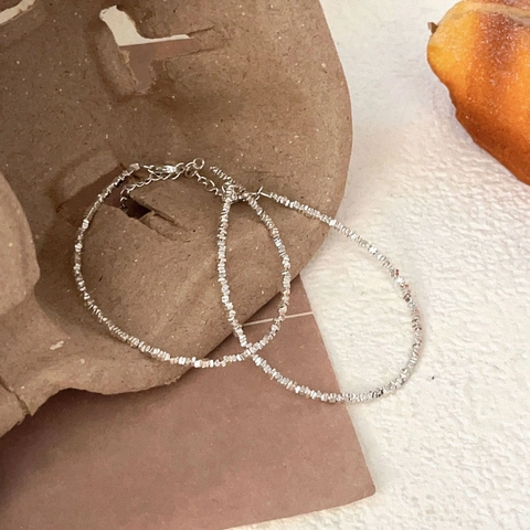 S925 Sterlingsilber Vintage Distressed Broken Silver Armband Für Damen Minimalistische Unregelmäßige Perlen Mode Schmuck