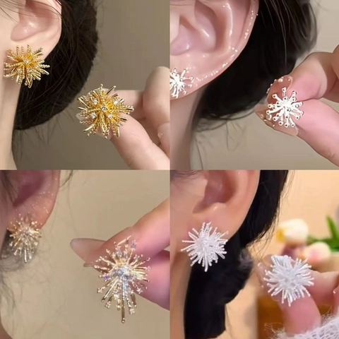 Pendientes De Botón Flor Circonita Fuegos Artificiales Con Poste De Plata Esterlina 925 Aleación Perla Artificial Joyería Mujer
