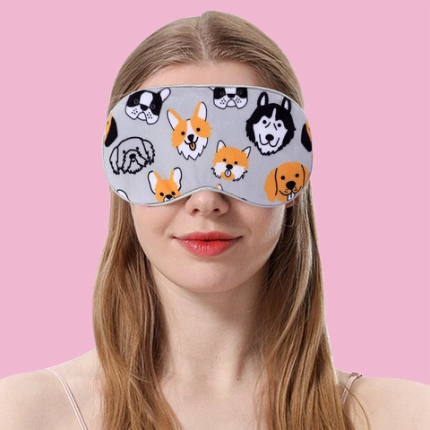 Mascherina Per Dormire Peluche Morbida Oscurante Disegno Animato Cane Emoji Ragno Viaggio Sonnellino Per Bambini Adulti Comoda