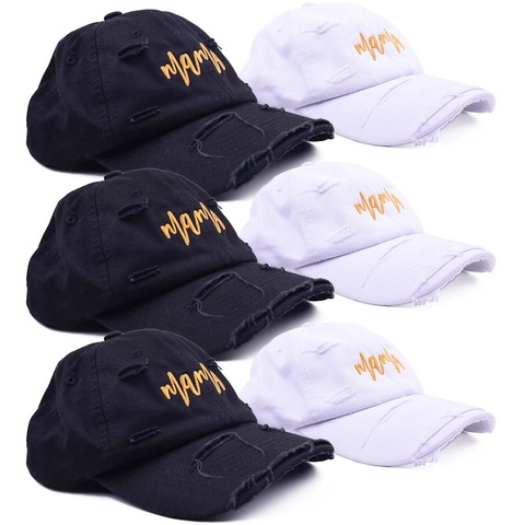 Mama Letter Embroidered Cotton Baseball Cap For Women Distressed Vintage Style Sun Hat Adjustable Outdoor Casual