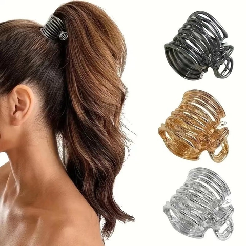 Hohle Metall Haarklammer Spirale Geometrisch Hoher Pferdeschwanz Feste Legierung Starker Griff Haarschmuck Für Frauen