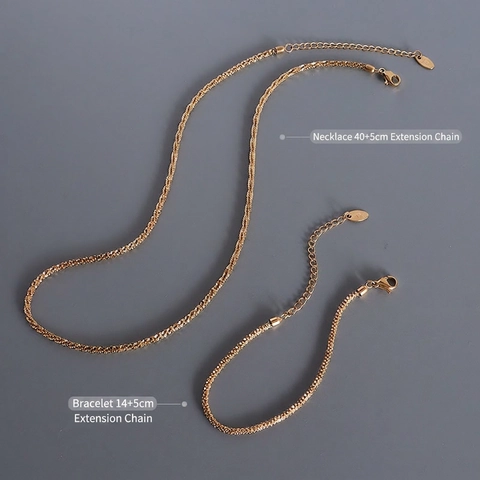 Collier Et Bracelet À Chaîne Gypsophila Étincelante En Acier Titane Plaqué Or 18K Élégant Minimaliste Pour Femme