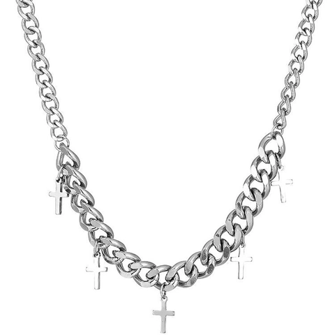 Collana E Bracciale Con Ciondolo A Croce Lega Di Zinco Catena Cubana Hip Hop Stile Minimalista Gioielli Per Uomo Donna