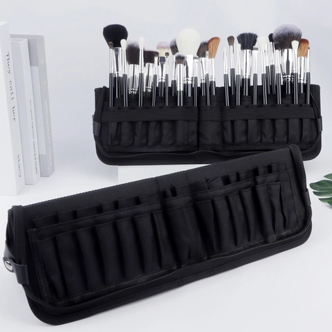Borsa Per Pennelli Da Trucco Professionale Pieghevole In Pelle PU Tessuto Multi Slot Organizzatore Per Cosmetici Portatile Per Truccatori
