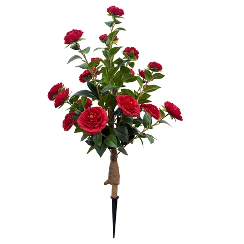Artificial Camellia Tree Satin Fabric Realistic Outdoor Garden Decoration Evergreen Faux Plant Ground Stake Floral