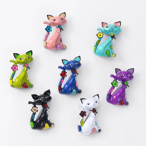 Cartoon Cat Monkey Animal Enamel Brooch Pin Cute Zinc Alloy Drip Oil Rhinestone Artificial Pearl Badge For Women Jewelry Gift